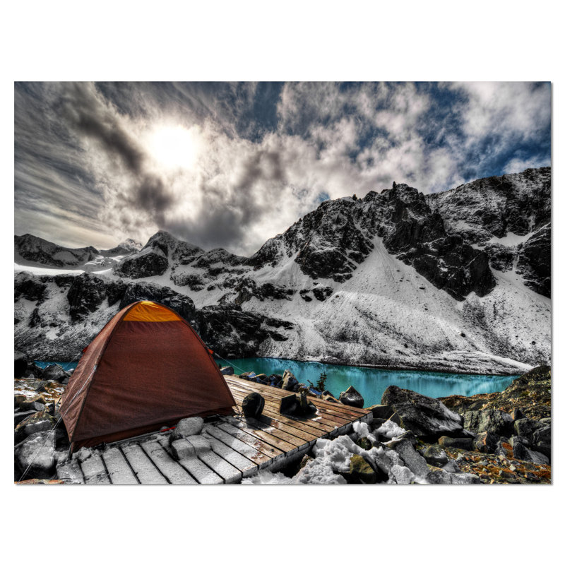 «Camping Above Turquoise Lake», reproduction de photo sur toile tendue, H 30 po x l 40 po