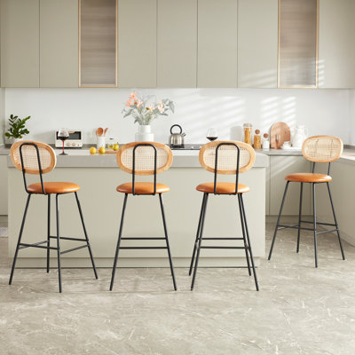 Upholstered Counter Stool with Metal Frame
