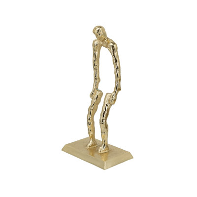 Abstract Gold Human Figurine Sculpture - Aluminum Metal Art Statue with Sturdy Base, 16.5" H
