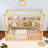 Wooden Floor Bed With Canopy Design, Built-In Shelves And Safety Guardrails-1807193648-1807193660