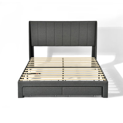 Structure de lit rembourrée avec tiroirs de rangement et port USB Type-C pour chambres d'adolescent