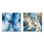 Encre de marbre bleue et blanche Shibori II - ensemble de 2 collages carrés abstraits-102162073-102162074