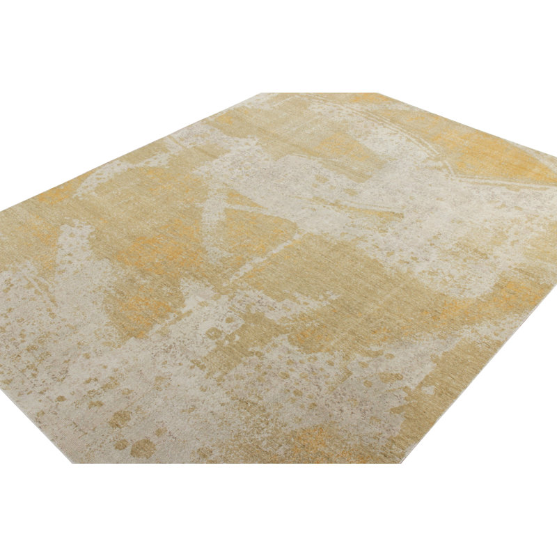 Distressed Homage Hand Knotted Wool Abstract Area Rug, Rectangle 8' x 10'