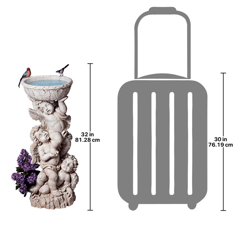 Three Cherubs With Urn Birdbath Statue