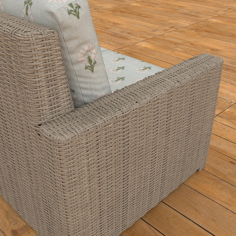 Henri 3 Seat Sofa With Sunbrella Cushions, Mira Celeste