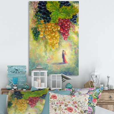 Valentine Love Grapes - Art mural sur toile traditionnel