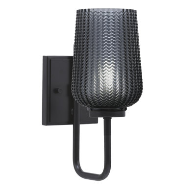 Amarmula 1 Light Wall Sconce, Matte Black Finish, 5" Smoke Textured Glass