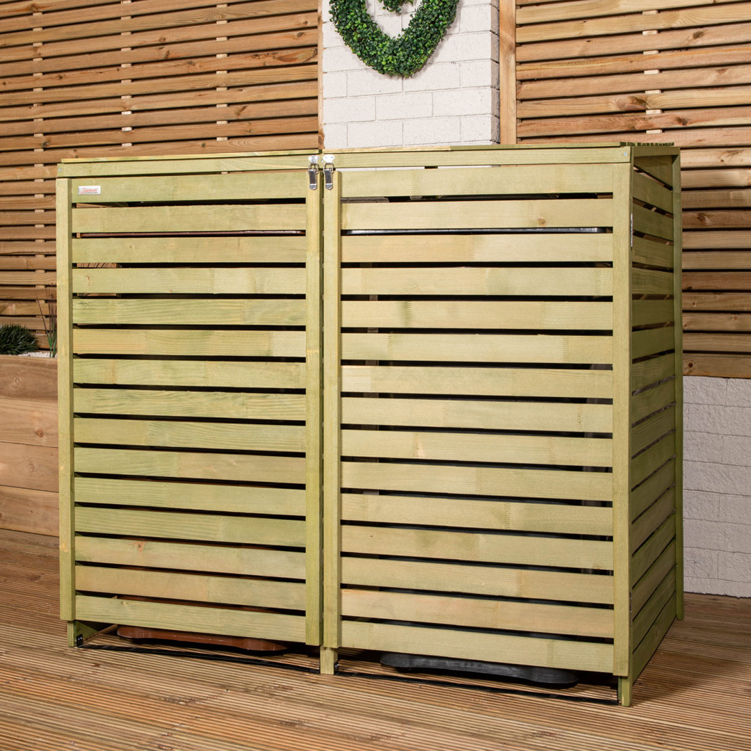 B&Q - 1.34M X 1.2M Large Wooden Outdoor Garden Double Wheelie Bin Store Storage For 2 Bins - Image 5