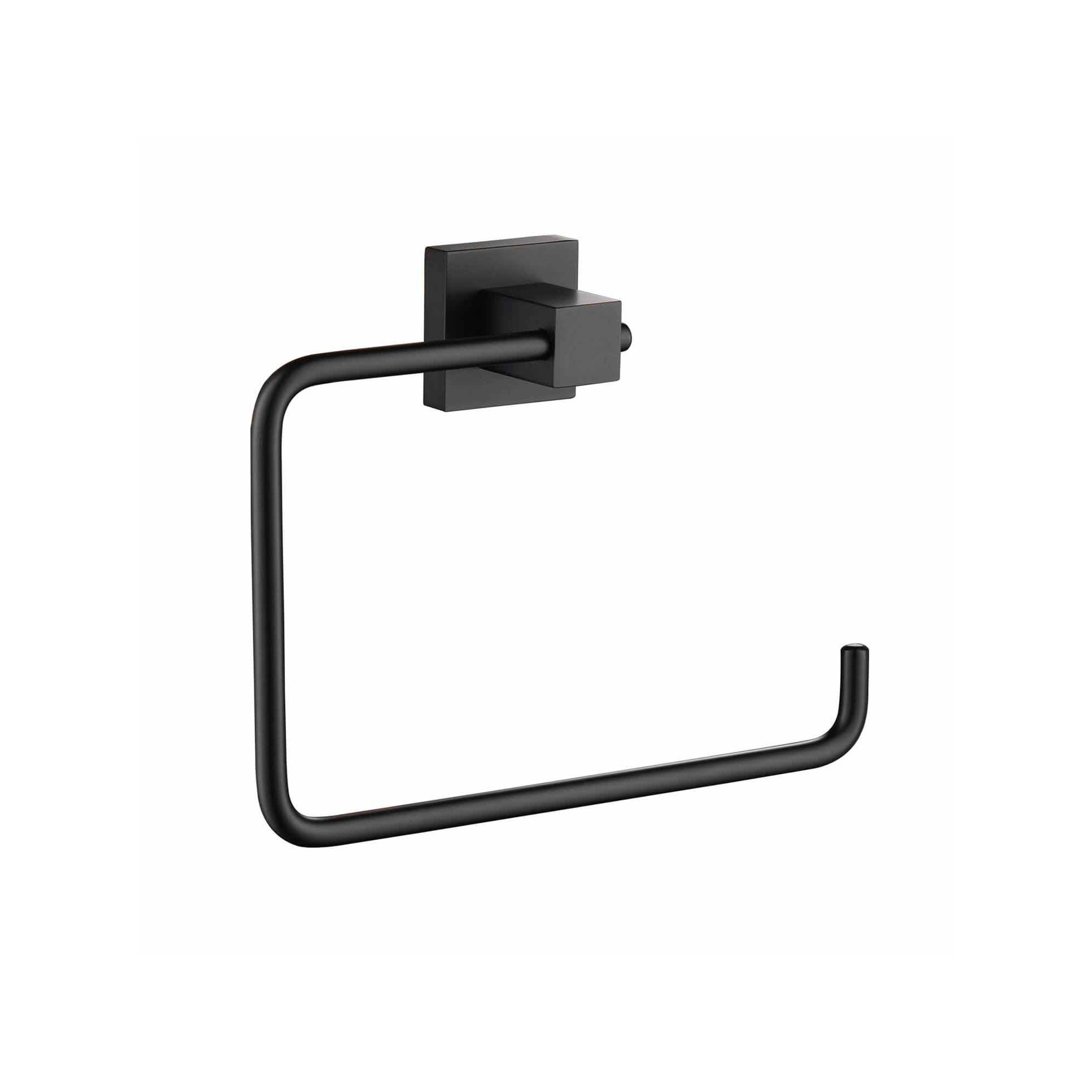 Cube Bathroom Towel Ring, Matte Black