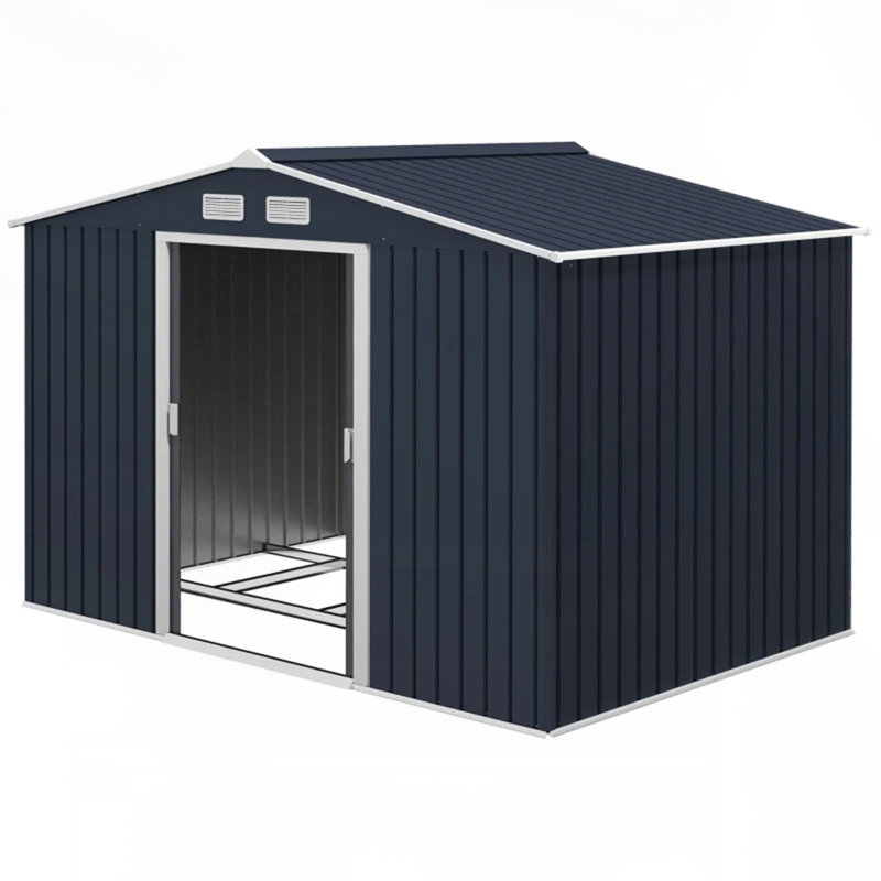 Spacious Outdoor Storage Metal Shed with Good Ventilation and Weather-Resistant Design for Secure Garden Storage, Dark Gray