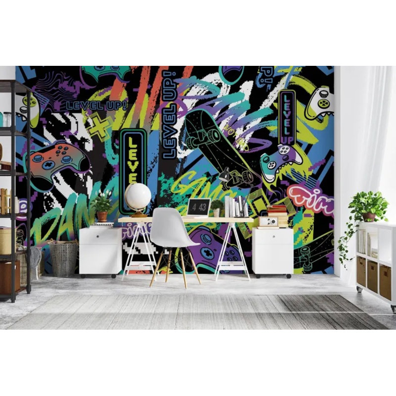 Papier peint Neon Graffiti Gaming Street Art, L 96 po x l 108 po