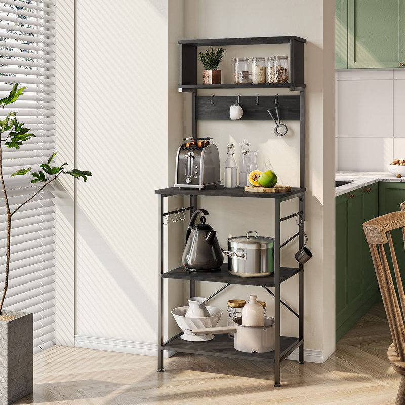 60Cm Steel Standard Baker's Rack with Microwave Compatibility, Black/Black Grained
