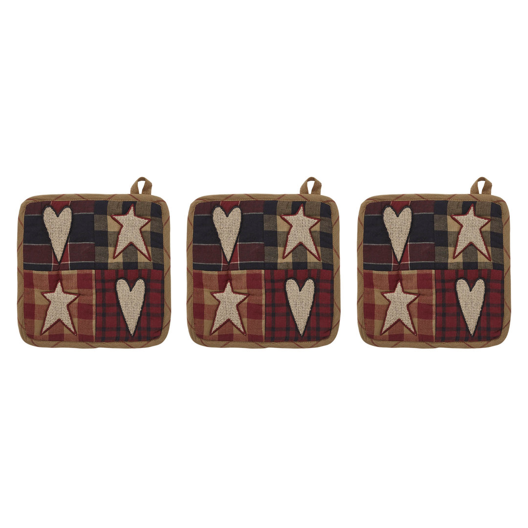 VHC Brands Connell Patchwork 100% Cotton Pot Holder Set (Set of 3) VHC Brands