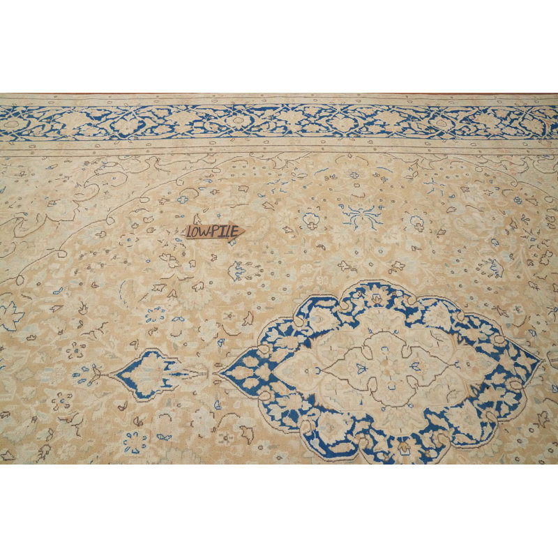 Grand tapis traditionnel en laine à motif floral 10 x 14