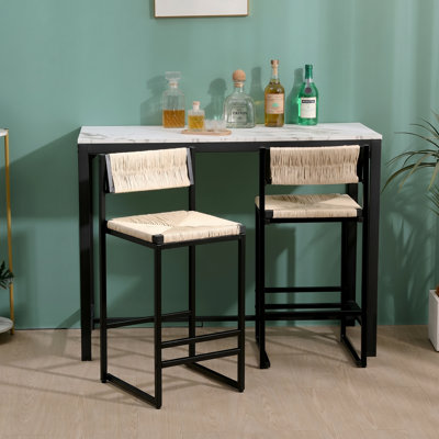 Ensemble de 2 tabourets de bar en papier blanc tissé l 14,96 po x P 15,15 po x H 34,84 po Harbor View
