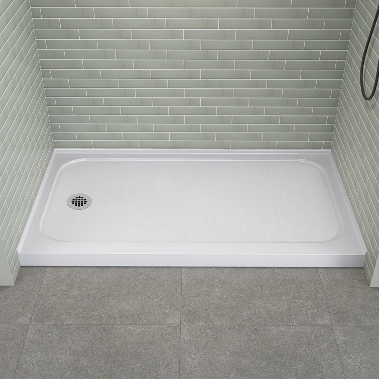 60 x 32 in. Rectangular Single Threshold Acrylic Shower Base with Non-Slip design in White