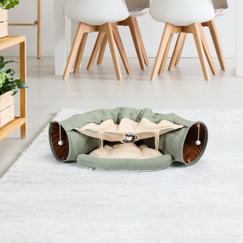 Nid pour animaux de compagnie avec tunnel télescopique Confortable, tissu, coton PP doux, lit extensible pour chat amovible et confortable