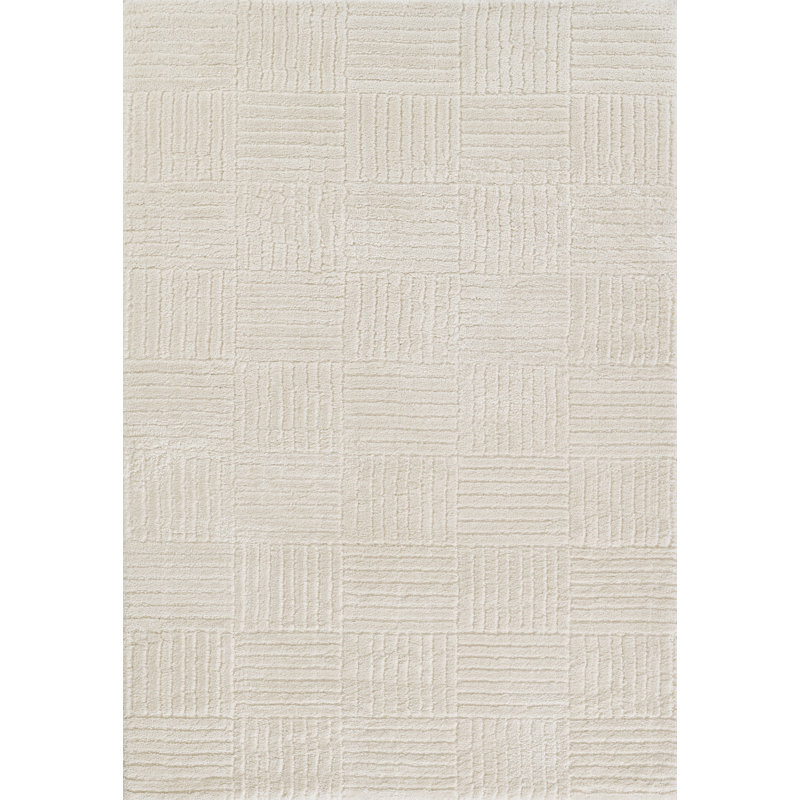 Tapis ivoire en polyester à motif géométrique Novograzt par Momeni Taylor 6 pi 7 po x 9 pi, Rectangle 7 pi 10 po x 10 pi