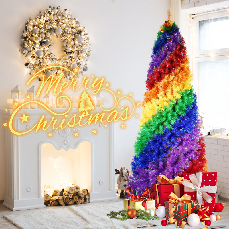Arbre de Noël spirale arc-en-ciel de 6 pi avec 1248 pointes, Multi-couleur
