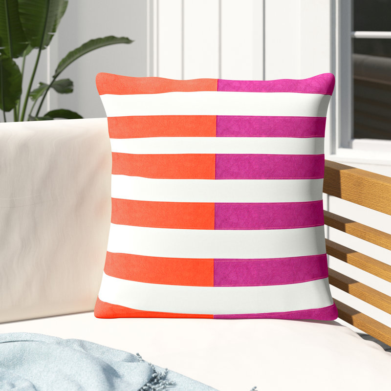 Spellbound Cotton Striped Throw Pillow, Green, 20" H x 20" W x 5" D, Down