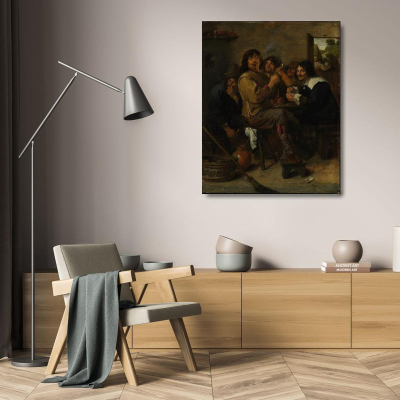«The Smokers» par Adriaen Brouwer - Art mural sur toile tendue avec châssis, H 24 po x l 17 po