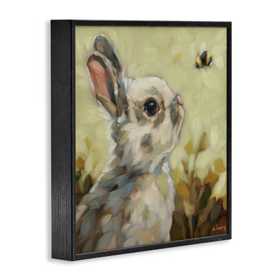 «Bunny Eyeing Bumble Bee», art de la giclée encadrée par Andrea Lavery