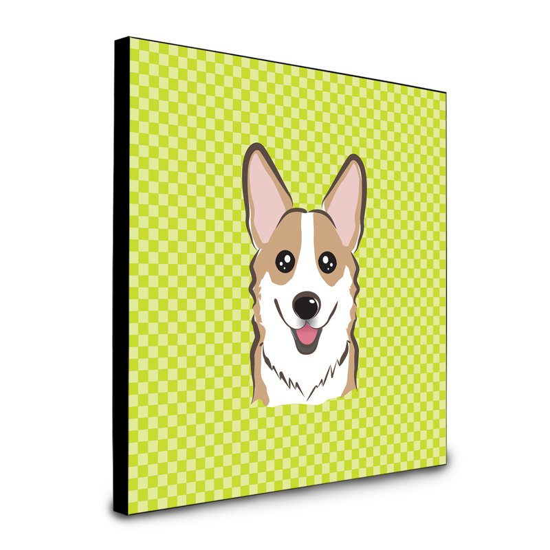 Panneau mural d’art Dungorbery, Vert, Corgi brun