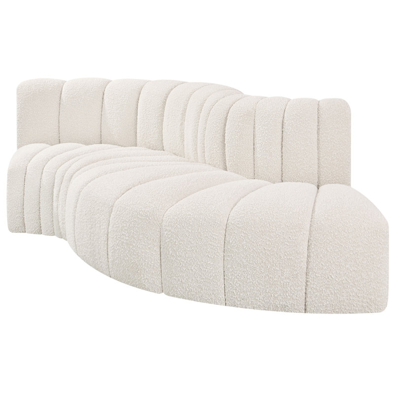 Houssam Upholstered Curved Sectional Reversible, Cream Boucle Fabric