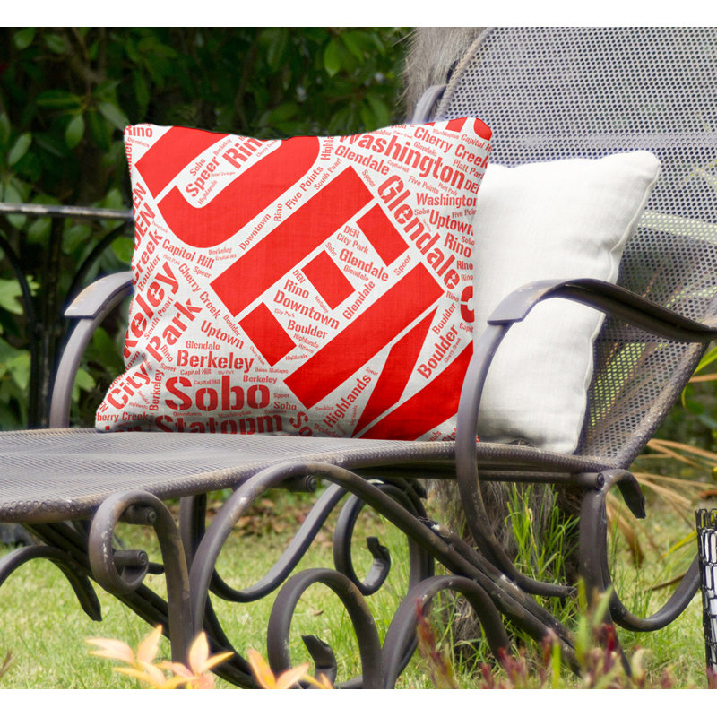 Coussin intérieur/extérieur denver, Rouge, H 18 po x l 18 po, Oui