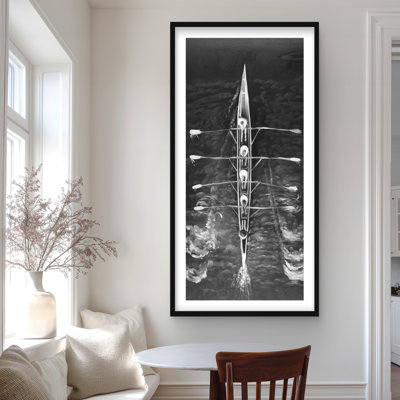 Rowing Boat - Monochrome Framed Print for Man Cave Decor