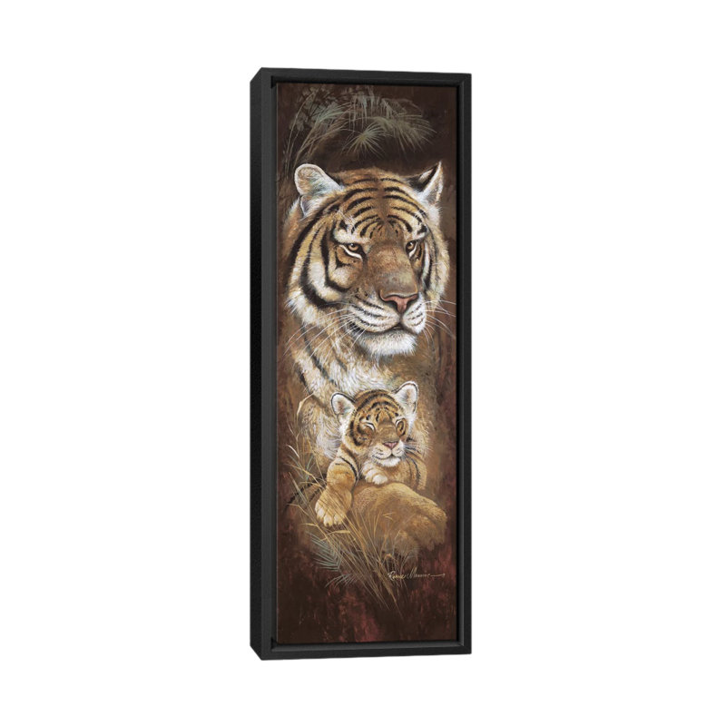 « maternel instinct », peinture sur toile tendue, H 36 po x l 12 po x P 1,5 po, Cadre noir
