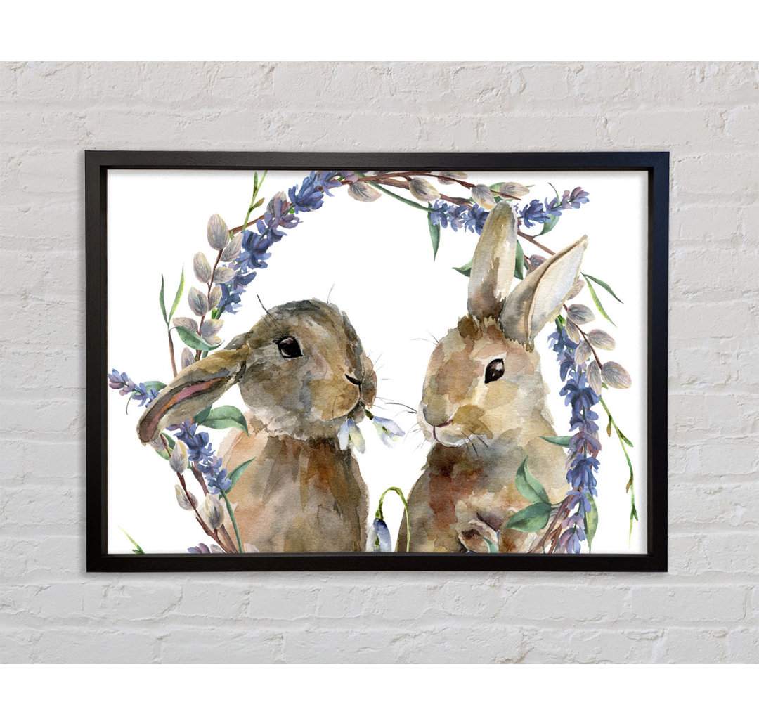 Leinwandbild - Grafikdruck „Two Watercolour Rabbits Childrens”