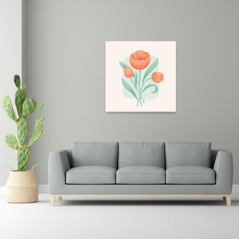 Spring Blooms III Abstract Contemporary Tulip Flower Landscape Wall Art Print by Gia Graham - 1 Piece Wrapped Canvas Wall Art