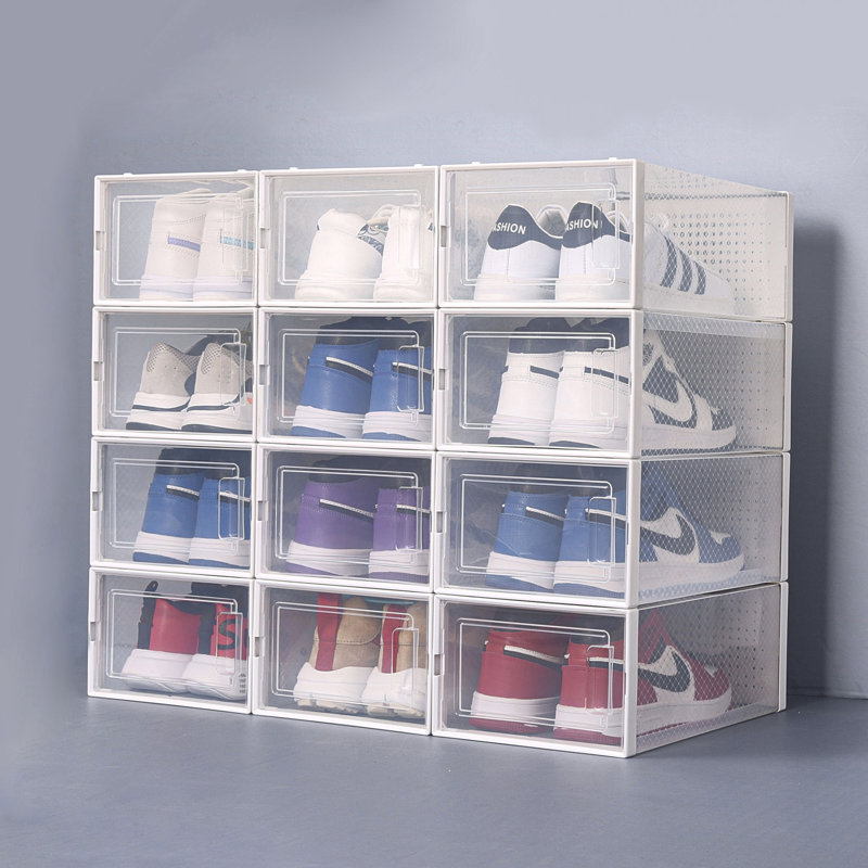 Ensemble de 12 boîtes de rangement pour chaussures empilables en plastique transparent