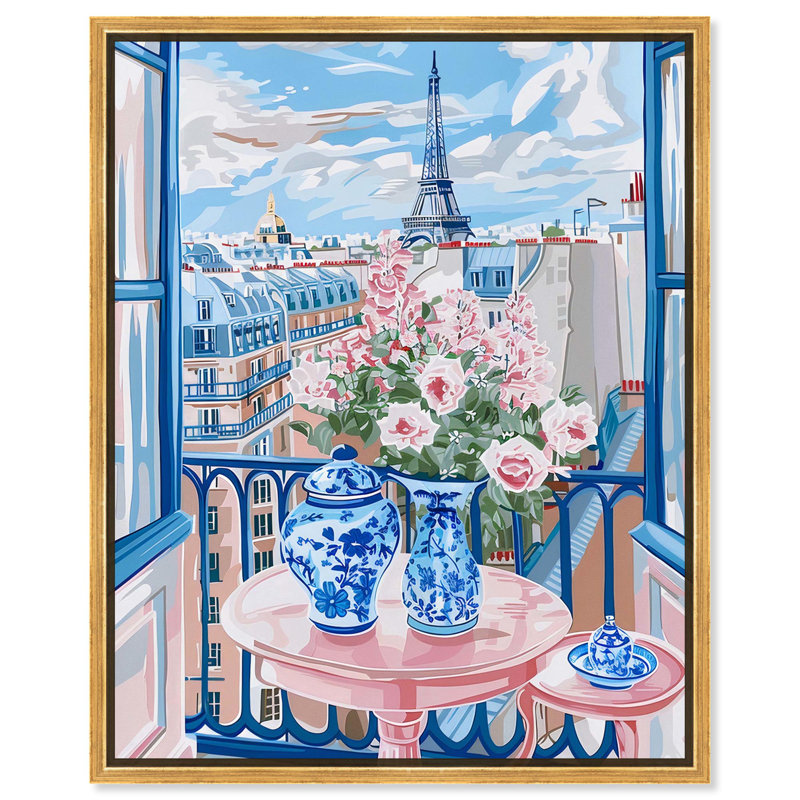 Art mural sur toile A Scene of Paris, Cadre doré, H 21 po x l 17 po x P 1,8 po