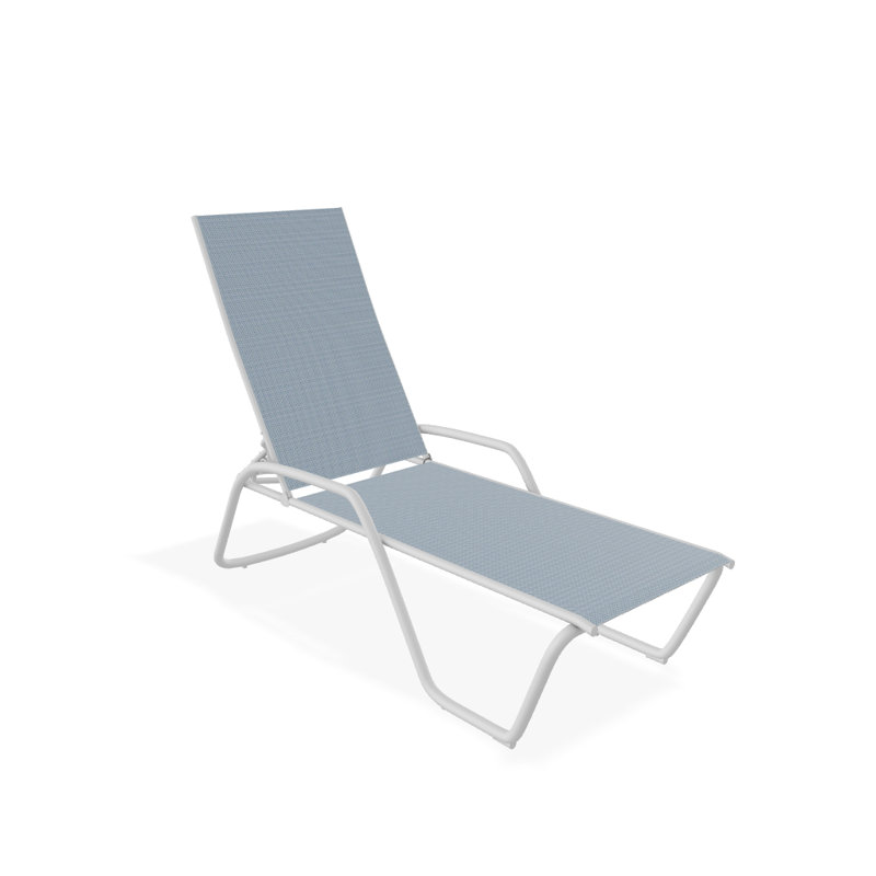 Outdoor Rust-Resistant Metal Chaise Lounge, Textured White, Jay