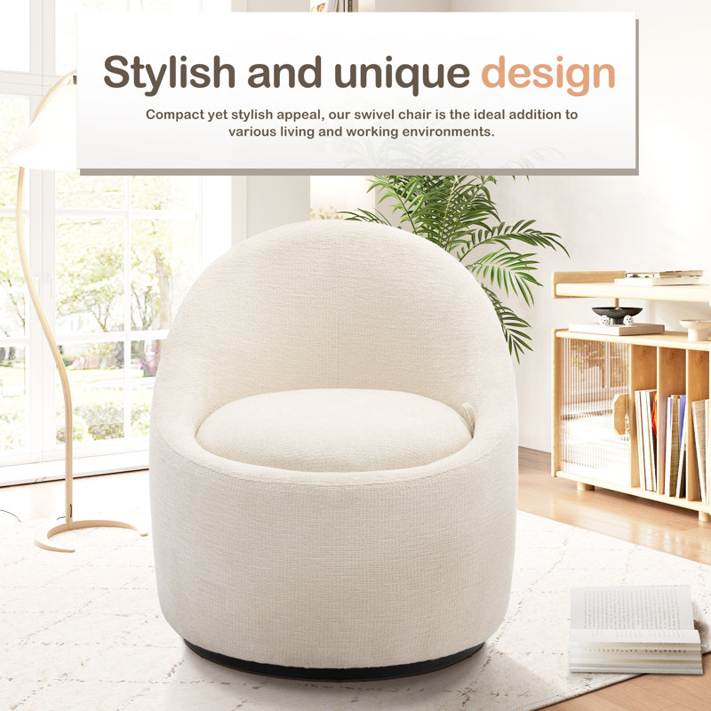 Lawandra 71.9Cm Wide Swivel Barrel Chair, White 