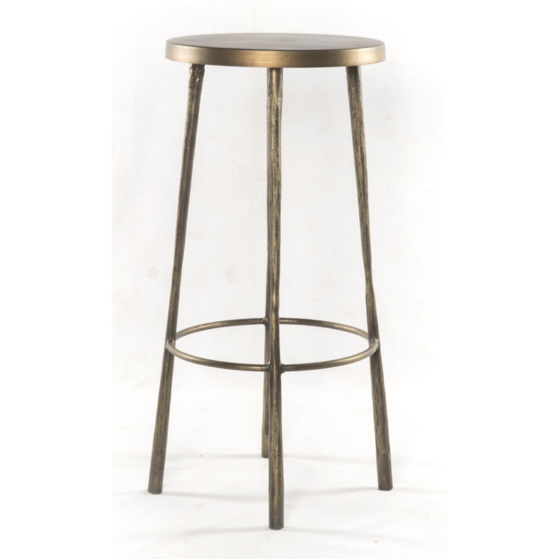 Tabouret de comptoir 26 po Moreen, Tabouret de bar (siège d'une hauteur de 30 po), Laiton antique