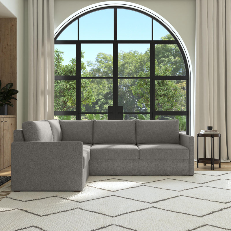 Canapé modulaire rembourré 4 pièces Flex, Mélange de polyester gris caillou foncé, H 37 po x l 105 po x P 38 po