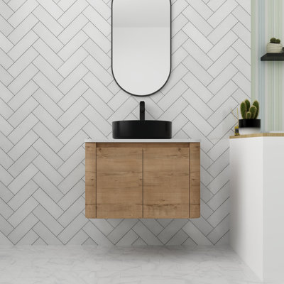 30" Single Bathroom Vanity With Ceramic Sink, Floating Bathroom Vanity With Soft Close Door