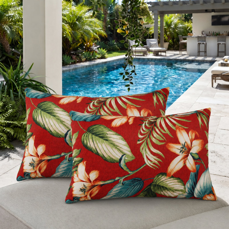Ensemble de 2 housses de coussin lombaire intérieur / extérieur 12 po x 45 po hydrofuges et résistantes à la décoloration
