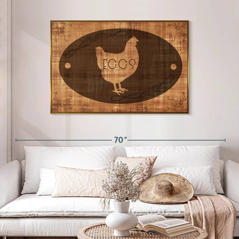 Œufs de ferme, 46 po x 31 po, Cadre flottant doré