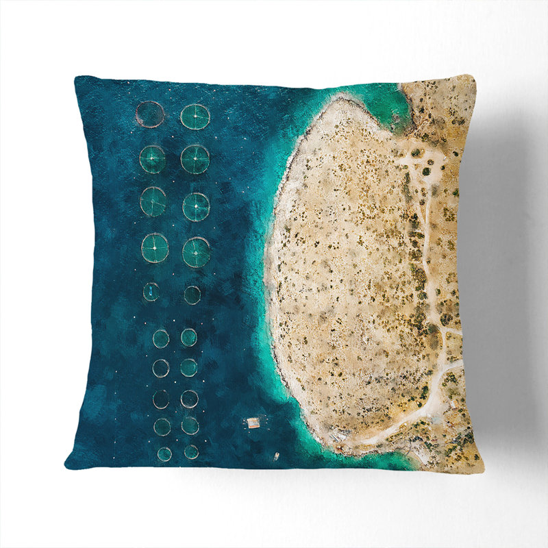 Above Anatoliki Attiki In Greece Square Throw Cushion, 40cm H x 40cm W x 15cm D, White