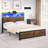 Bed Frame,LED With Headboard,USB Ports & Charging Outlets,Metal Platform Bed Frame With 2 Tiers Storage Shelves, No Box Spring Needed-119130858