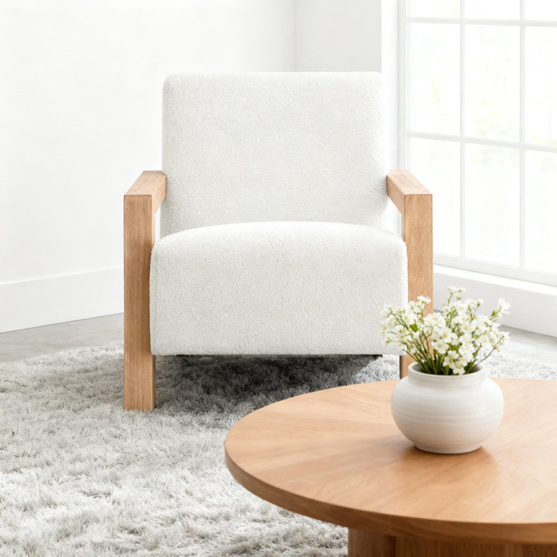 Fauteuil d'appoint rembourré Modern Ivory, Brun, Ivoire ivoire