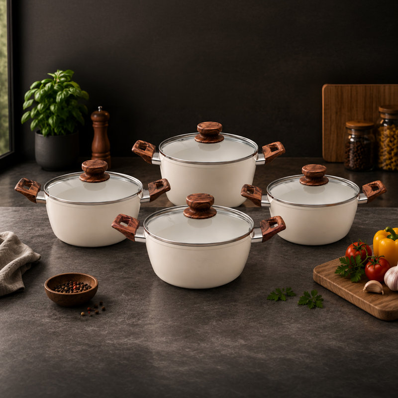 8 - Piece Cookware Set, Cream