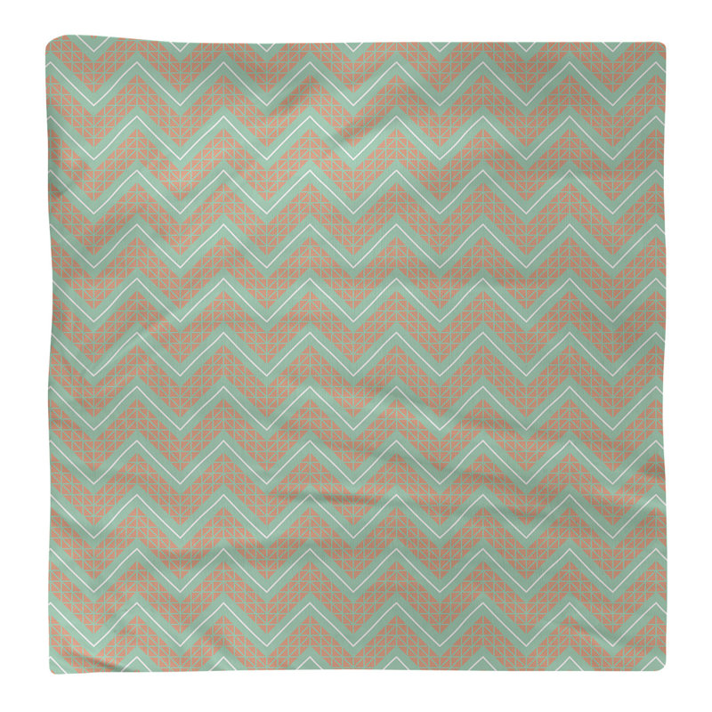 Stephenie Cotton Chevron Square Napkin, Green/Orange, 0.1" H x 22" W x 22" D, Poly Twill