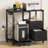 Printer Stand With Power Outlet And USB Ports, Rolling Shredder Stand With Fabric Drawers And Storage Shelf, Sturdy Home Office Printer Table With Multi-Functional Design