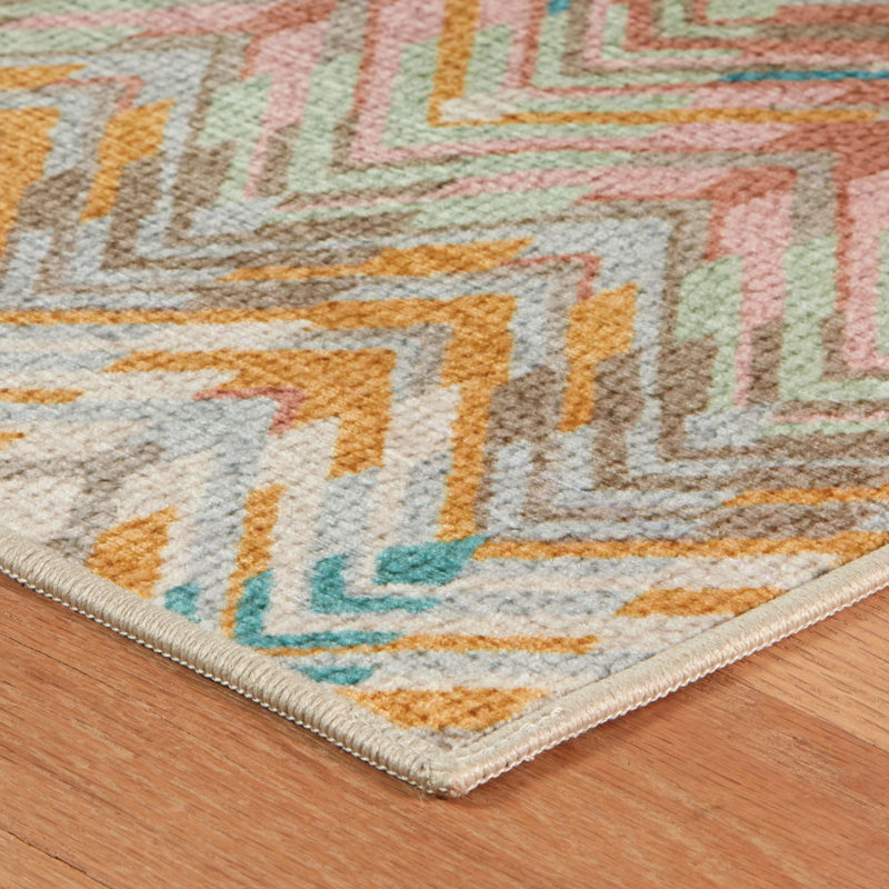 Seneca Stone Machine Printed Washable Rug, Rectangle 6' x 9'