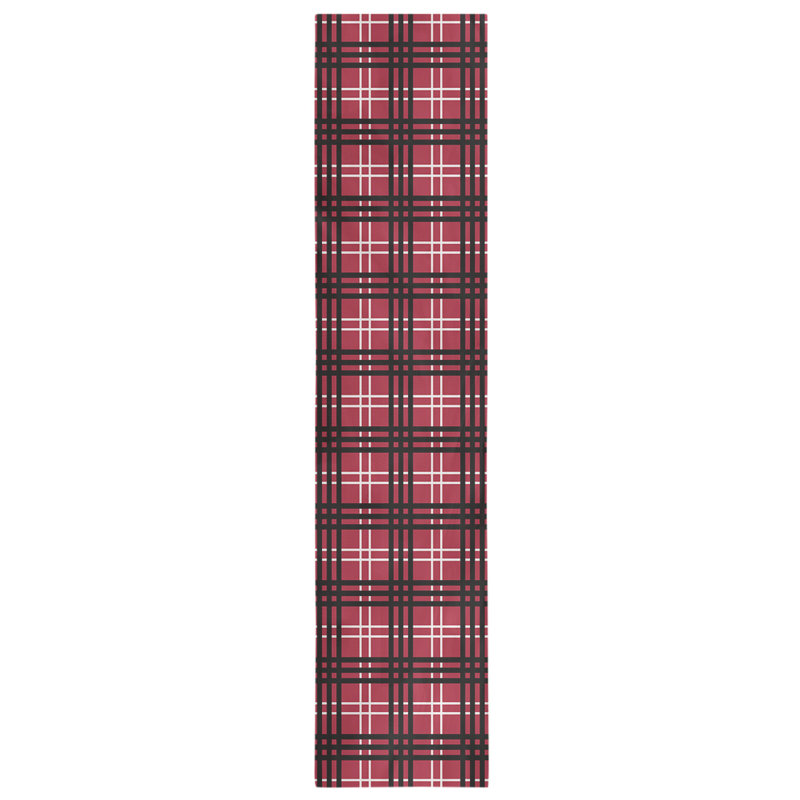 Chemin de table en polyester payant, L 72 po x l 16 po, Rouge / blanc / noir